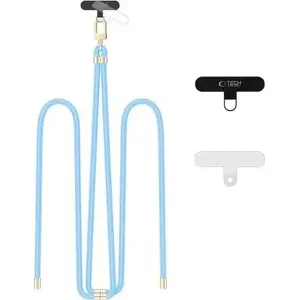 Crossbody Strap Tech-Protect C7S Rope — Baby Blue/Gold, Detachable Shoulder Strap