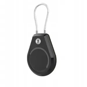 Protective Waterproof Case for Apple AirTag by Hurtel with Steel Cable, Black