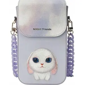 Phone bag, wallet and tracker case 3-in-1 iLike Nimmy NIM000098 — purple Big Eyed Pet 2.0 Rabbit