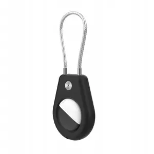 Protective Case for Apple AirTag with Steel Cable by Hurtel — Black