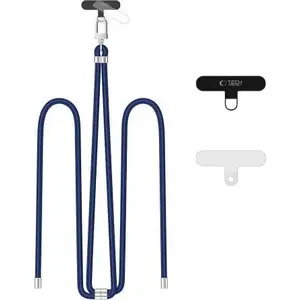 Crossbody Rope Strap Tech-Protect C7S — navy blue/silver, adjustable carry strap for bags