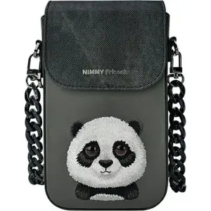 Phone bag Pupa Nimmy Big Eyed Pet 2.0 Panda — black, compact crossbody phone pouch