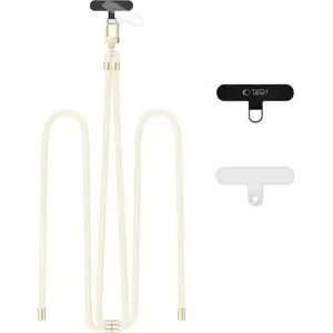 Crossbody Rope Strap Tech-Protect C7S — beige with gold hardware, adjustable length
