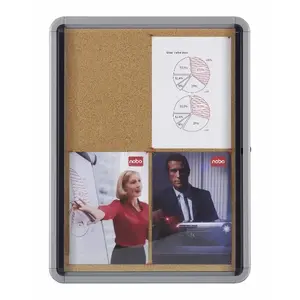 Notice Board NOBO Premium Plus Cork Lockable Hinged Door 4xA4, Aluminium Frame, 532×692×37 mm