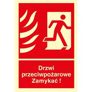 Fire door sign PROCERA Znak TDC – directional evacuation sign, 'Close! Evacuation route to the right' (BH-BB014BBPS)
