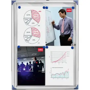 Noticeboard NOBO Extra Flat Magnetic Lockable 6×A4, Aluminium frame, Swing door, 785×810×40 mm