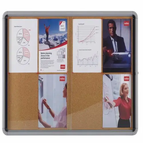 NOBO Premium Plus Cork Lockable Sliding Notice Board 12×A4 Photo 2