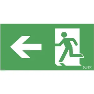 Safety Pictogram Arrow Left with Person in Door AWEX PD24 150×300 mm