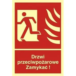 Fire door sign PROCERA Znak TDC BH-BB011BBPS — 'Zamykać! Kierunek drogi ewakuacyjnej w lewo' safety sign