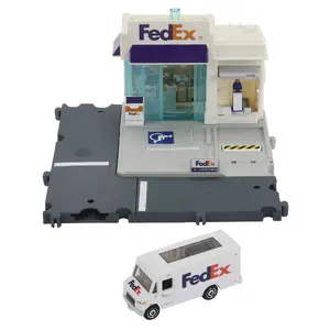 Spēļu komplekts MATTEL Matchbox Action Drivers — FedEx pakomāta centrs ar 1 eksprespiegādes kravas auto, plastmasa, 3+