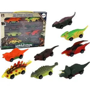 Toy Cars Set LEANToys 16546 — 8 colorful pull-back dinosaur cars