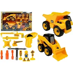 LEANToys komplekts rotaļu auto: krāns, pašizgāzējs un ekskavators izjaukšanai (modelis 4615)