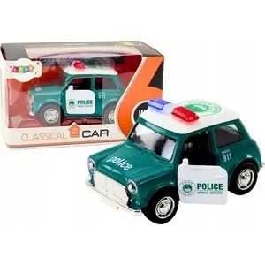 Die-cast Police Car LEANToys 1:38 scale, lights and sounds, green
