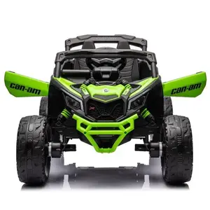 Ride-on Electric Buggy LEANToys Can-am DK-CA003, green lacquered finish, battery-powered kids vehicle