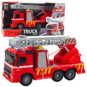 Toy Fire Truck LEANToys model 27534 — ladder, lights, sounds, water spray, 1:16 scale