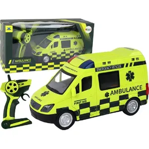 LEANToys remote-controlled yellow ambulance toy with lights, model 16927