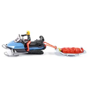 Siku Snow mobile sniega motocikls ar glābšanas ragavām — metāls/plastmasa, no 3 gadiem, melns/zils/pelēks/sarkans