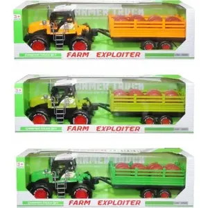 Механическая игрушка трактор TEKA Traktor z przyczepą MIX модель 614776, игрушечный трактор с прицепом