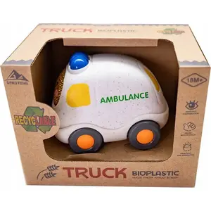 Mechanical toy Dromader Autko - karetka, pull-back ambulance toy by Dromader