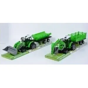 Toy tractor with trailer Blocki model 5903940013879, mechanical construction playset