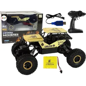 Радиоуправляемая машина LEANToys 1:18, пластик — высокие колеса, чёрная с золотыми акцентами