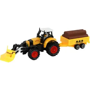 Toy Tractor with Trailer, Loader and Bulldozer by LEANToys model 14003, Yellow
