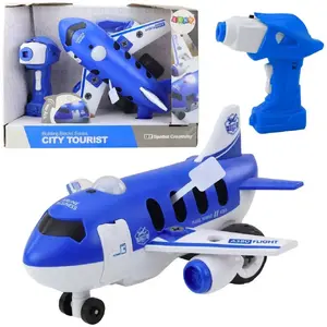LEANToys remote-controlled blue folding airplane and cordless screwdriver 2-in-1 model 22996