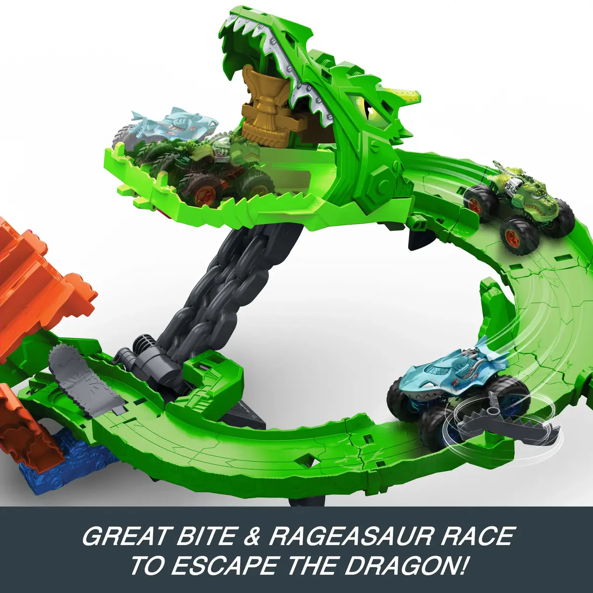 MATTEL Hot Wheels Sharks vs. Dinos Dragon Destruction набор Photo 7