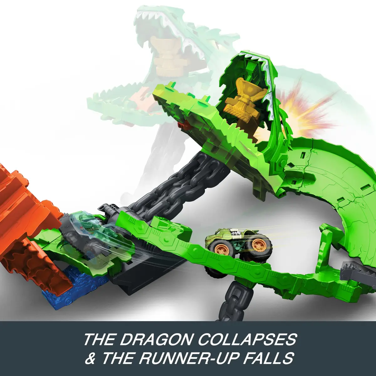 MATTEL Hot Wheels Sharks vs. Dinos Dragon Destruction набор Photo 8