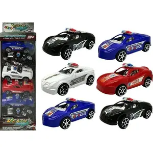 Mechanical toy car set LEAN Sport 6 pcs — police and fire vehicles with pull-back drive