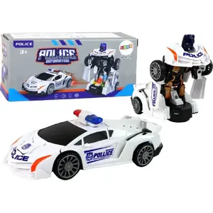 LEANToys Police Car-Robot 2-in-1 Transforming Toy White, model 16261