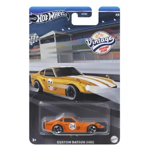 Металлическая гоночная модель Hot Wheels Vintage Custom Datsun 240Z, оранжево‑белая, 3+