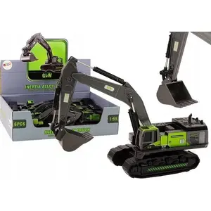 LEANToys Ekskavators metāla 1:55 mērogā, melni zaļš