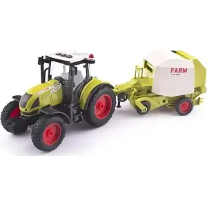 Mechanical toy tractor with trailer and baler Blocki (MPN 6902068363780)