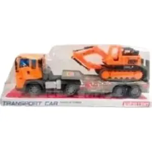 Tow truck toy Pegaz Toys Laweta pomarańczowa — mechanical pull-back vehicle, plastic construction