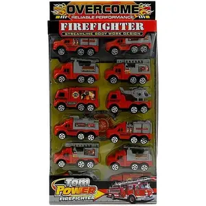 Adar toy set - 12 fire vehicles, model 0883, assorted plastic rescue vehicles