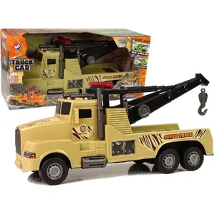 Игрушечный эвакуатор LEANToys масштаб 1:10 военный коричневый с лебедкой и тросом