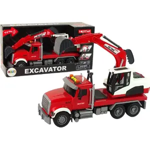 Rotaļu kravas automašīna ar ekskavatoru LEANToys, modelis 15486 — Mehāniska rotaļlieta ar skaņu un gaismu