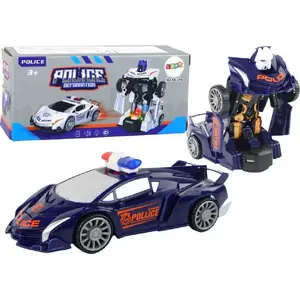 LEANToys police car robot toy, blue — model 16260, mechanical transformable figure