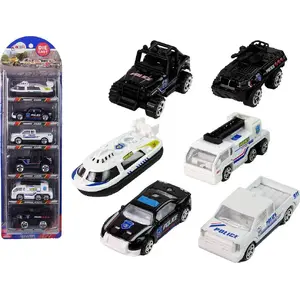 Toy vehicle set LEANToys Police die-cast cars 1:64 scale, assortment of police cars and patrol vehicles
