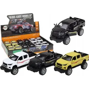 LEANToys aluminum pull-back off-road toy car with metal body, model 17635, white/black/yellow
