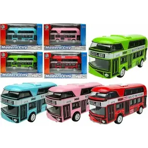 Mechanical toy bus LEAN Sport 5060 — wind-up double-decker bus in 6 colors