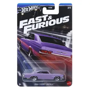 Die-cast Car MATTEL Hot Wheels Fast & Furious 1966 Chevy Impala, metal, purple, age 3+