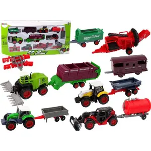 Toy Farm Vehicles Set LEANToys 12 pcs — Metal Tractor and Agricultural Vehicles