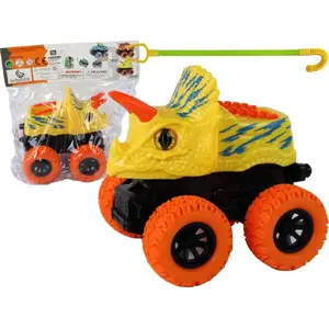Braucamrīks-push LEANToys Triceratops modelis 16268 ar gumijas riteņiem, dzeltena