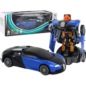 LEANToys 2‑in‑1 Auto-Robots Bugatti zilā krāsā ar gaismas efektiem, modelis 16262