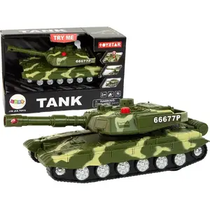 Mechanical Tank Toy LEANToys model 15485 — friction drive, sound and light features