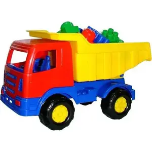 Wader toy dump truck set No.186 with building blocks 'Super-mix' model 9097, plastic construction set
