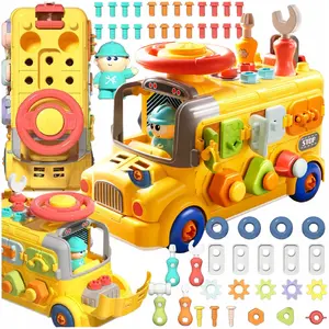 Educational Twist Bus toy Bounn YE2502256 – yellow, mechanical twisting play bus