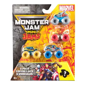 Monster Jam Marvel Официальный мини-набор 5 шт с коллекционной мистери-машинкой Монстр-трак 1:87, пластик, разноцветный, 3+